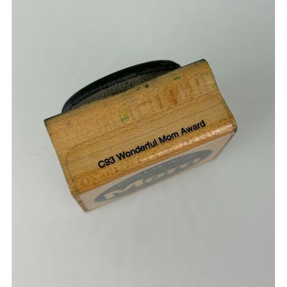 Wonderful Mom Award Rubber Stamp Vintage 90s Fun Stamps C93 Mother's Day Circle - Picture 2 of 7